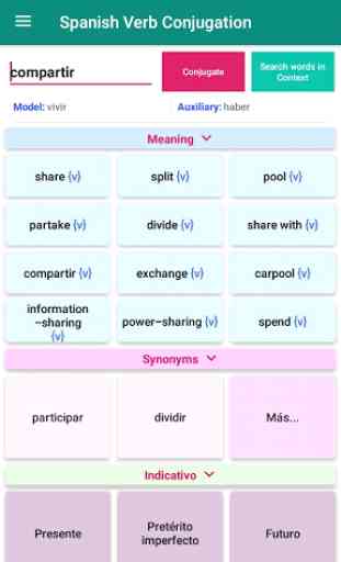 Spanish Verb Conjugation - Conjugator- Translation 1
