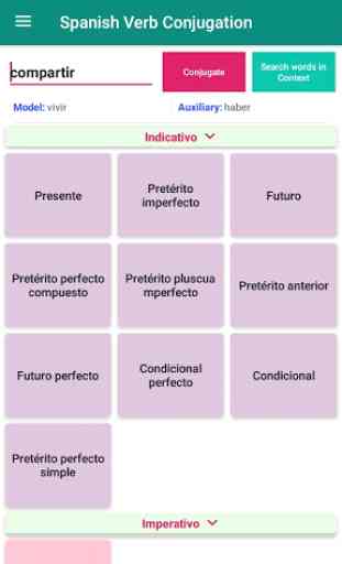 Spanish Verb Conjugation - Conjugator- Translation 2
