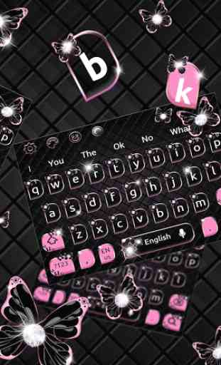 Black Pink Butterfly Keyboard Theme 2