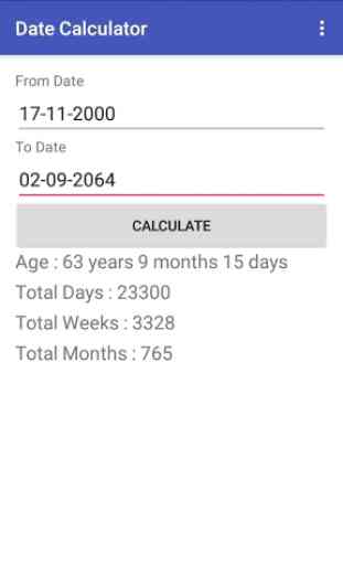 Date Calculator : Age Day Week Month Year 1