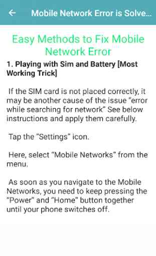 Fix Mobile Network Error 3