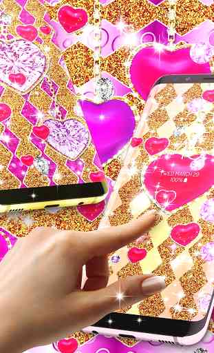 Golden luxury diamond hearts live wallpaper 3