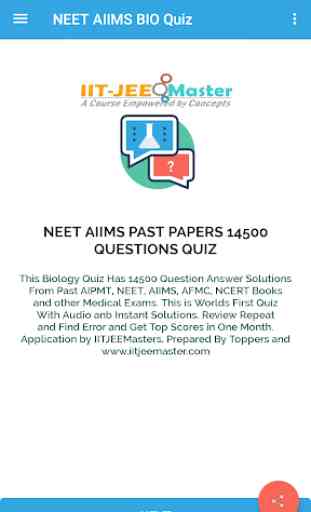 NEET AIIMS Biology Quiz of 14500 Questions Answers 1