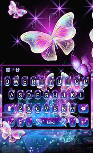 Sparkle Neon Butterfly Keyboard Theme 1