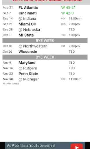 Ohio State Football Schedule 2