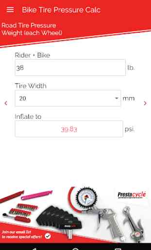 Bike Tire Pressure Calculator 3