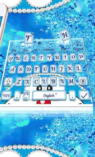 Blue Cat Shiny Diamond Keyboard Theme 4