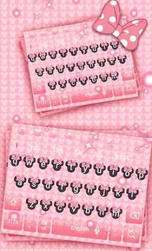 Pink  Minny Bowknot Keyboard Theme 3