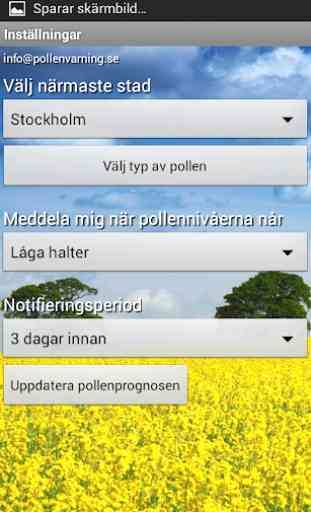 Pollen allergy warning Sweden 2
