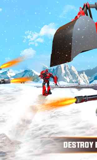 Snow Excavator Crane Transform Robot Shooting Game 4
