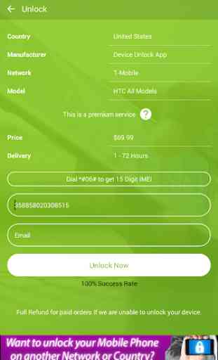 Free Unlock Network Code for HTC SIM 4