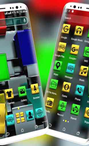 Colorful Metal Cube Launcher Theme 2
