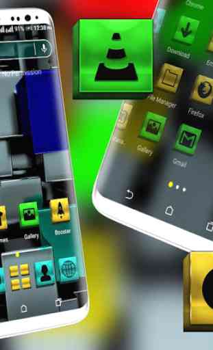 Colorful Metal Cube Launcher Theme 4