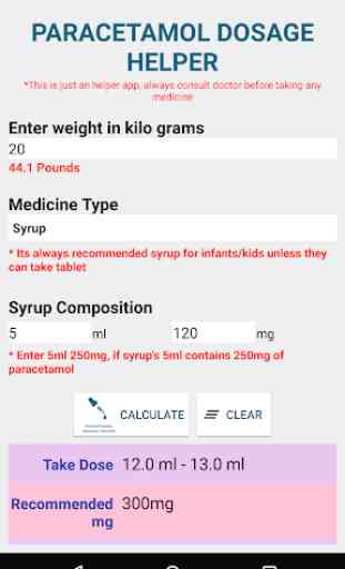 Paracetamol Dosage Calculator 3