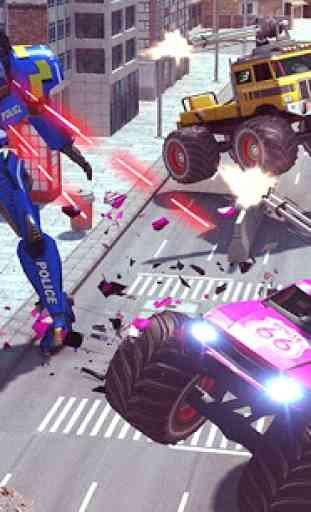 US Police Monster Truck Transform Robot War Games 1