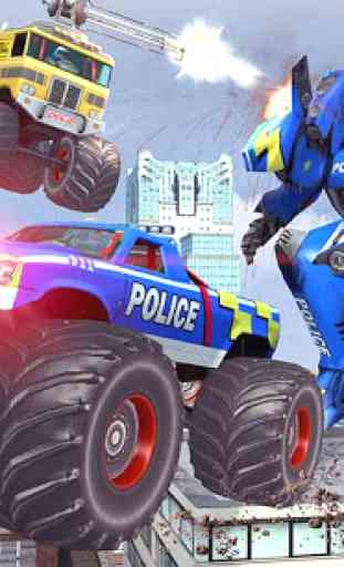 US Police Monster Truck Transform Robot War Games 3