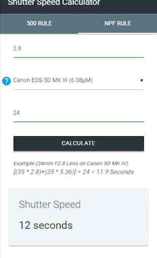 Shutter Speed Calculator 3