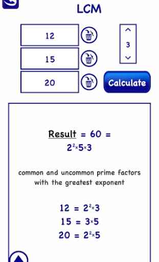 LCM GCD Calculator Prime Factor Math numbers 3