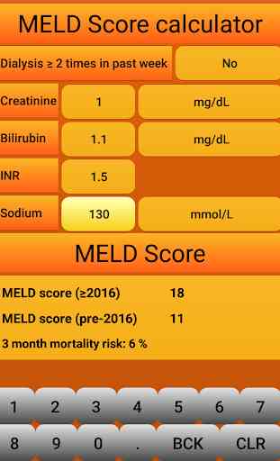 MELD Score calculator 1