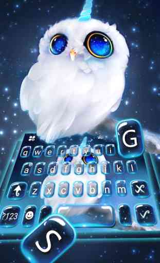 Night Unicorn Owl Keyboard Theme 2