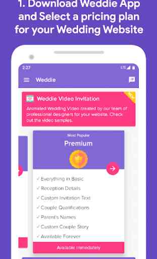 Weddie - Free Wedding Websites & Video Invitations 1