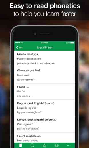 SpeakEasy Italian ~ Free Offline Phrasebook and Flashcards with Native Speaker Voice and Phonetics 2