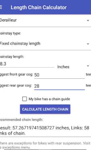Chain Length Sizing Calculator 2