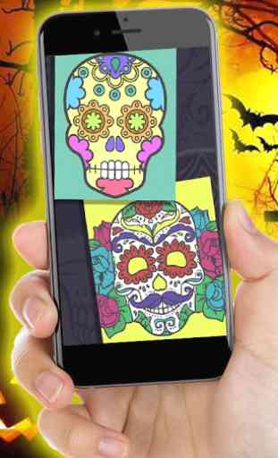 Halloween Coloring Book  Paint Mexican Skulls 1