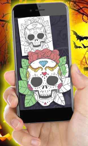 Halloween Coloring Book  Paint Mexican Skulls 4