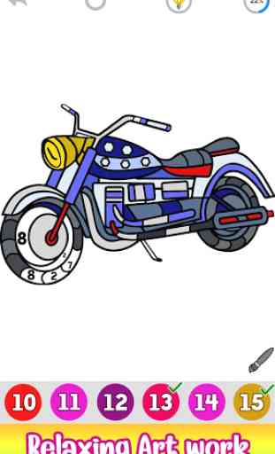 Motorcycles Color by Number:Bikes Glitter Painting 4