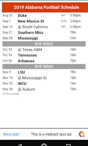 Alabama Football Schedule 2