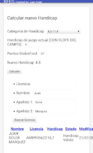 Calculadora Handicap Golf España 4