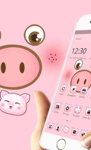 Pink Cartoon Cute Pig Face Theme 2