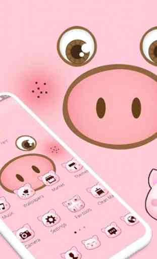 Pink Cartoon Cute Pig Face Theme 3