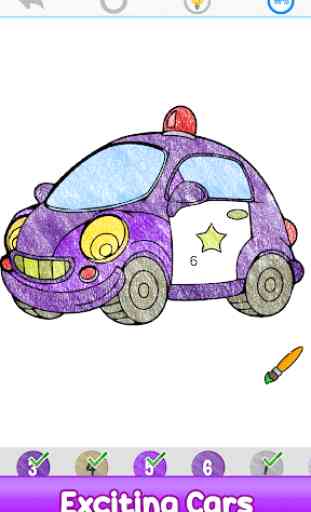 Cars Paint by Number - Kids Color, Glitter Pages 4