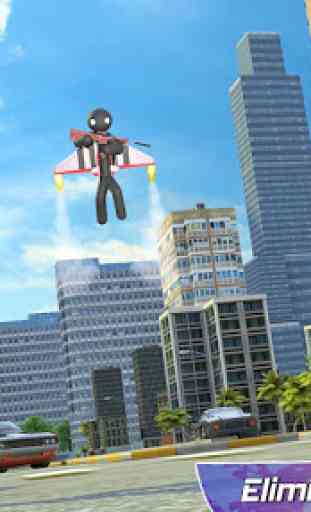 Flying Hero Stickman Criminal City 2