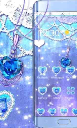 Blue diamond necklace sparkling love theme 1