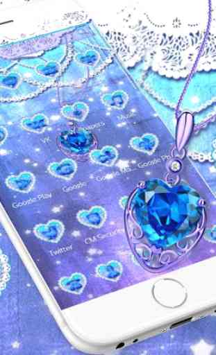 Blue diamond necklace sparkling love theme 2