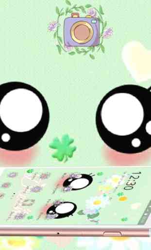 Green Cute Big Cartoon Eyes Theme 3