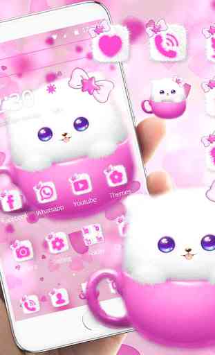 Kitty Theme Cup Cat Wallpaper 1