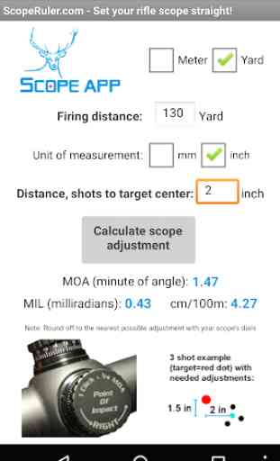 ScopeApp - Rifle scope sight in MOA/MIL calculator 1