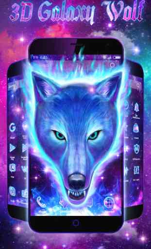 3D Galaxy Wolf Theme 3