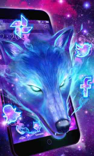 3D Galaxy Wolf Theme 4