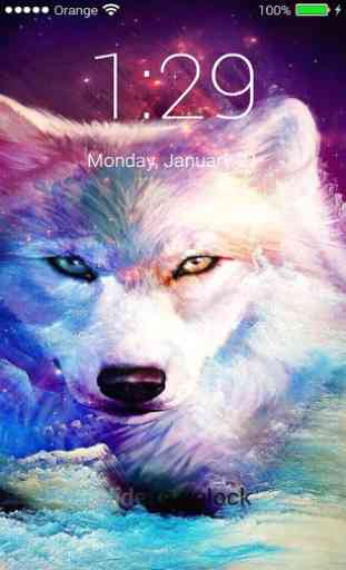 Wolf Lock screen Passcode, Neon Wolf HD Wallpaper 1