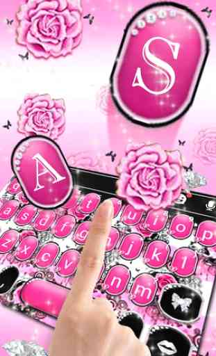 Pink Rose Bow Keyboard Theme 2