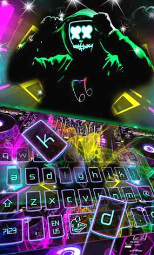 Cool Neon DJ Keyboard Theme 1