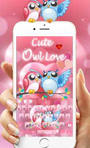 Cute Owl Love Keyboard Theme 1
