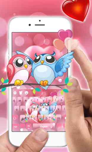 Cute Owl Love Keyboard Theme 3
