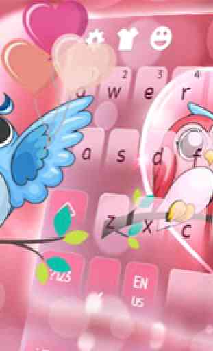 Cute Owl Love Keyboard Theme 4