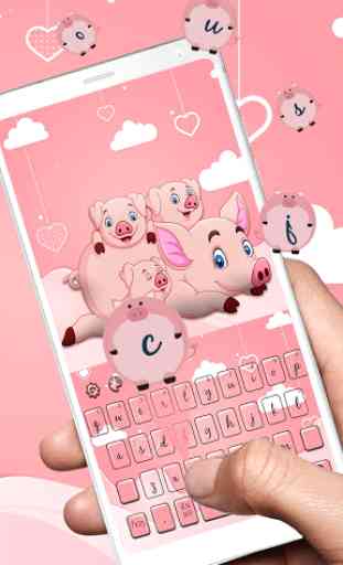 Cute Piggy Family Keyboard Theme 2